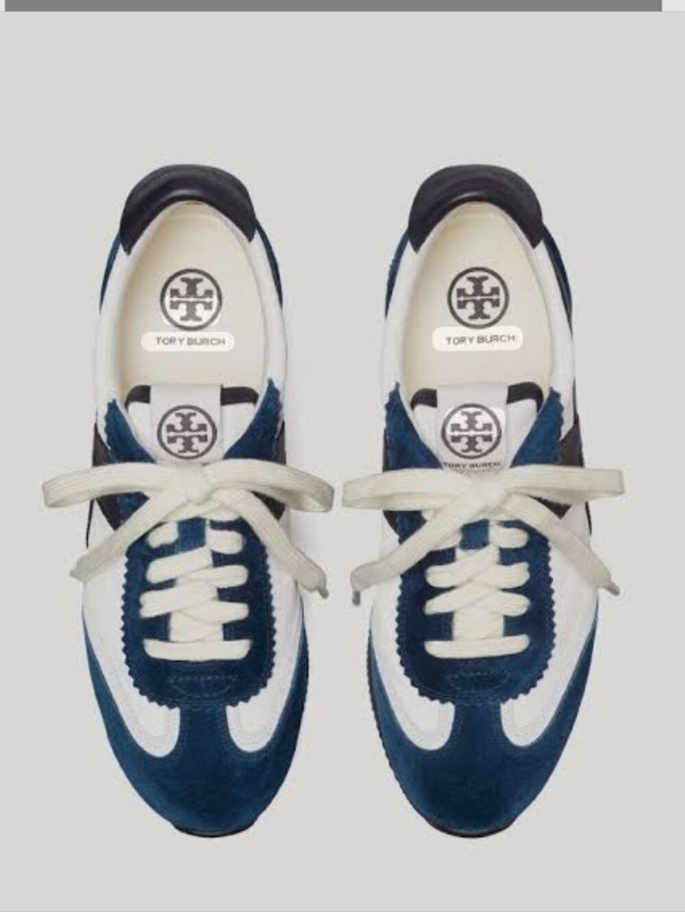 Tory Burch Hank Sneakers Snow White/Bright Navy - Size 9 NWOT